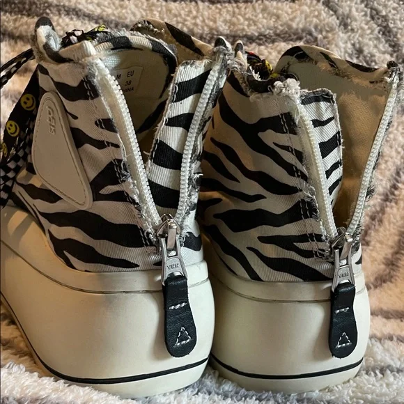 R13 Kurt Double Grommet Platform High Top Zebra Sneakers - Picture 5 of 11